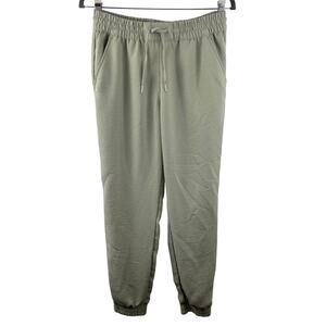 H&M Green Jogger Pants Drawstring Pocket Performance Classic Straight Leg Size 4